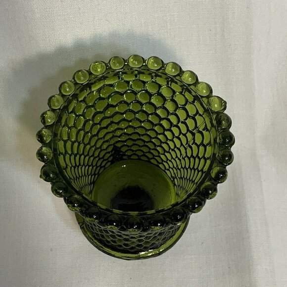 Vintage Bubbles GREEN 4" Glass Peg Candle Holder (set of 2) - Picture 2 of 6
